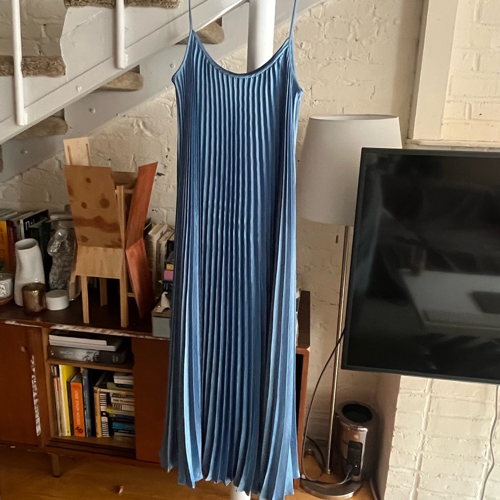 silk Blue Pleated Maxi Dress - Vince